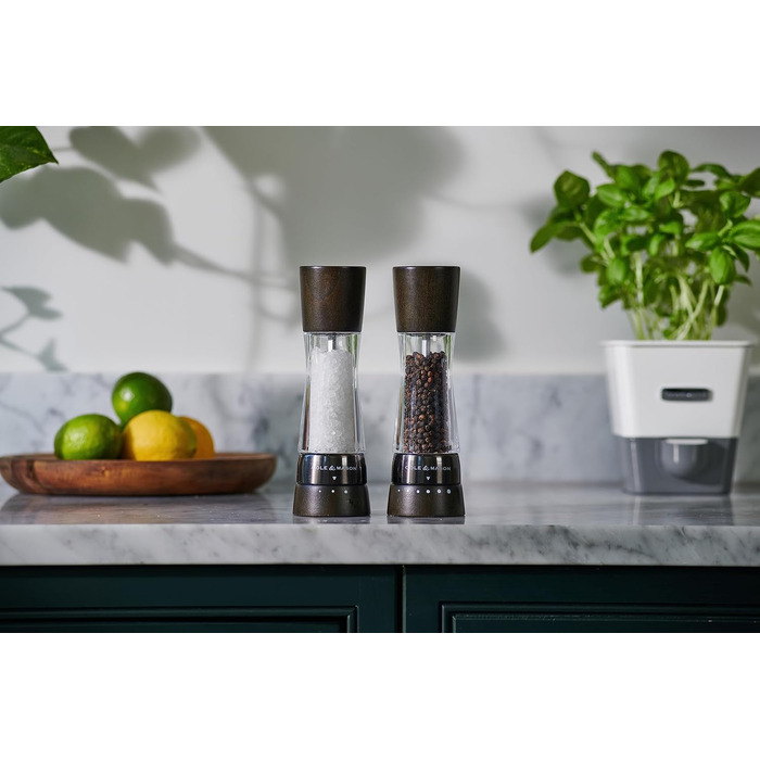Набір для солі та перцю Cole & Mason Derwent Roségold - ручний млин з регульованою керамічною жорна, дерево/акрил, 190 мм, Precision+, подарунковий набір