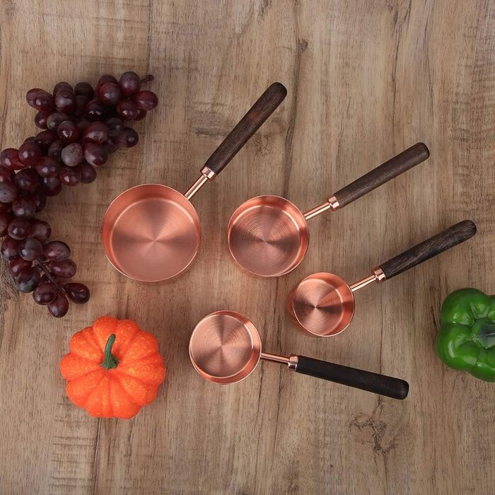 Measuring spoons, measuring cups, 4-piece set, household stainless steel rose gold measuring spoon set, kitchen baking tools