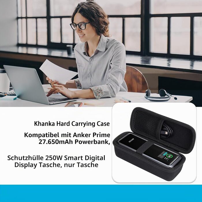 Чохол-зарядний кейс Khanka для Anker Laptop PowerBank 25,000mAh (165W) та Prime 27,650mAh (250W), захисна дорожня сумка для моделей A1695/A1340