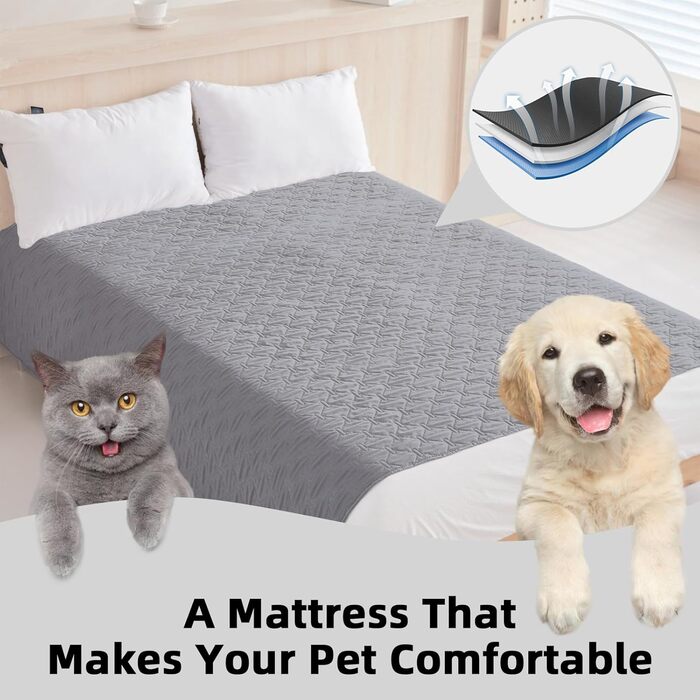 Водонепроникний килимок для собак та котів 170x200 см - захист ліжка та дивану, сірий