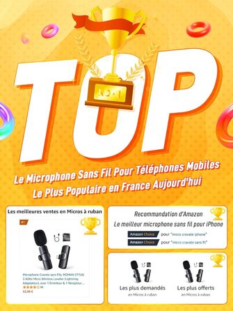 Бездротовий петличний мікрофон Lavalier з Lightning-роз'ємом для iPhone/iPad/Android. Безшумовий, 120м, CP1(A)