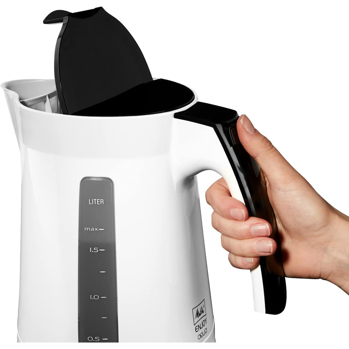 Електричний чайник MELITTA Enjoy Aqua, 1.7 л, 2400 Вт, чорний/червоний, знімний фільтр від накипу