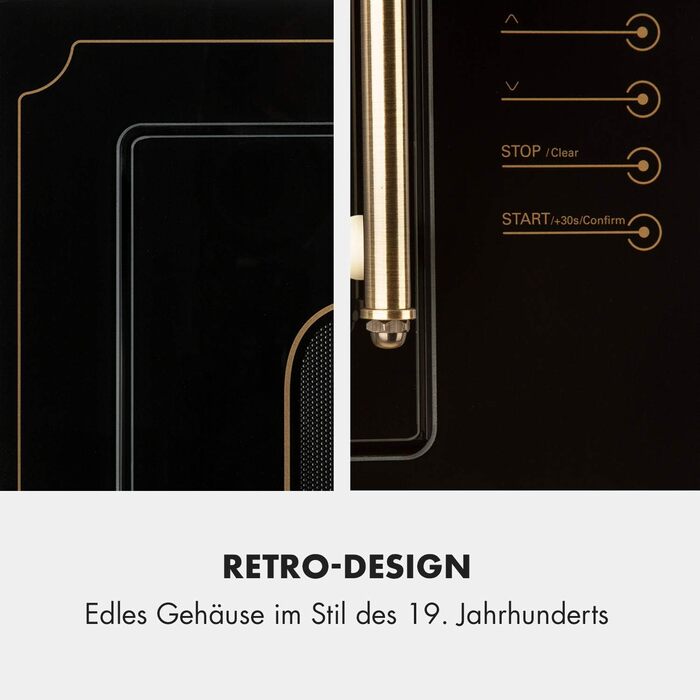 Мікрохвильова піч Klarstein Victoria 20 - вбудована, 20 л, 800 Вт, гриль 1000 Вт, нержавіюча сталь, з рамкою для вбудовування, чорна