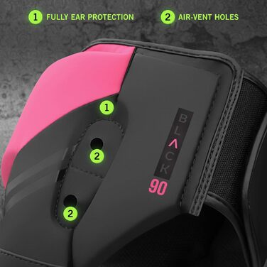 Mytra Fusion Headgear Boxing Headguard with Adjustable Strap - MMA, Muay Thai, Sparring, Karate - Black/Pink