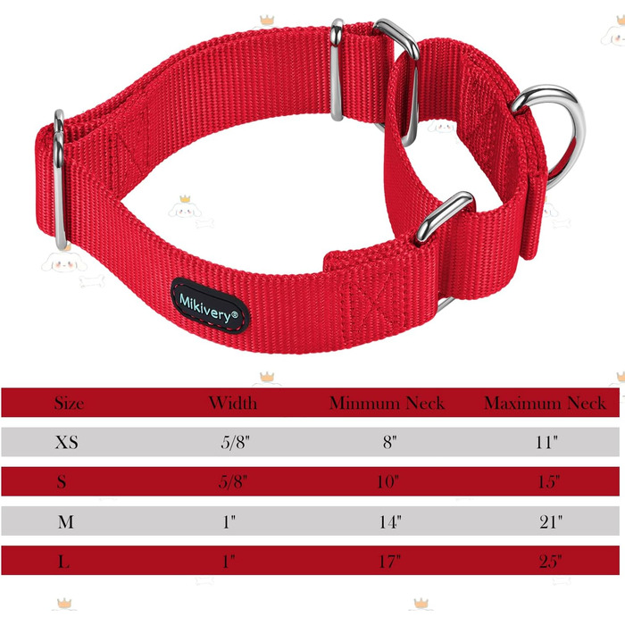 Нашийник для собак Mikivery Marraht з металевим декором, для малих, середніх та великих порід, червоний, регульований розмір (35.5-53 см, L: 43-60 см)