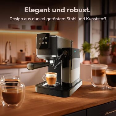 Кавомашина еспресо Cecotec Power Espresso 1350 Вт, 20 бар, сенсорний дисплей, резервуар 1.5л, капучинатор, подвійний холдер