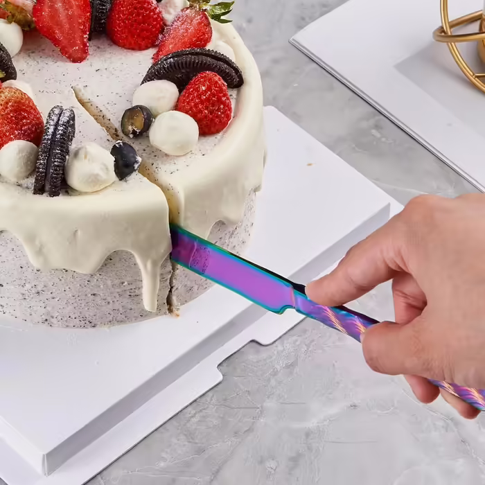 Lila Wedding Cake Knife and Server Set, Stainless Steel Cake Knife Set, Cake Cutter and Cake Server for Wedding, Birthday, Party (Rainbow Cake Knife and Server)