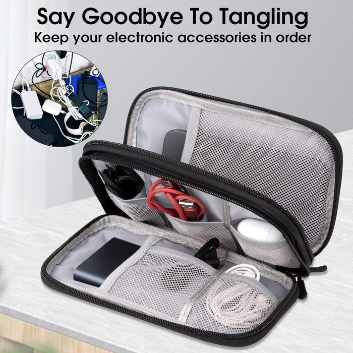 Органайзер для аксесуарів Arae: кабель-сумка, USB, SD-картки. Чорний, S