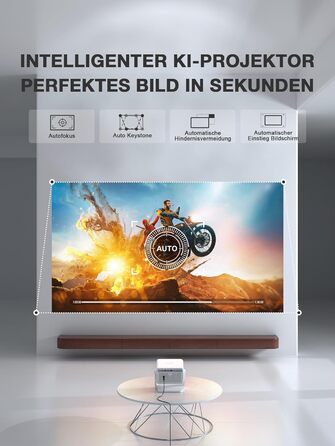 Портативний проєктор VISSPL A-800ANSI: Full HD 1080P, WiFi6, Bluetooth, Автофокус, Корекція трапеції 6D, Підтримка 4K, Netflix, для домашнього кінотеатру та відпочинку на природі