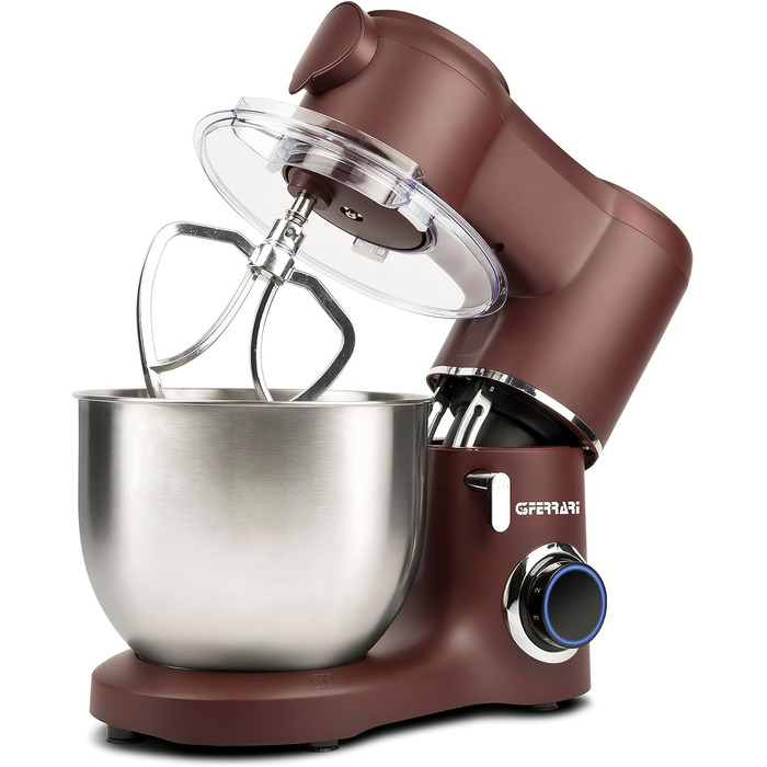Кухонна машина Pastaio G3 Ferrari, 1800 Вт, 7 л, 6 швидкостей, чаша з нержавіючої сталі, аксесуари, зручний гак для тіста, Бордо