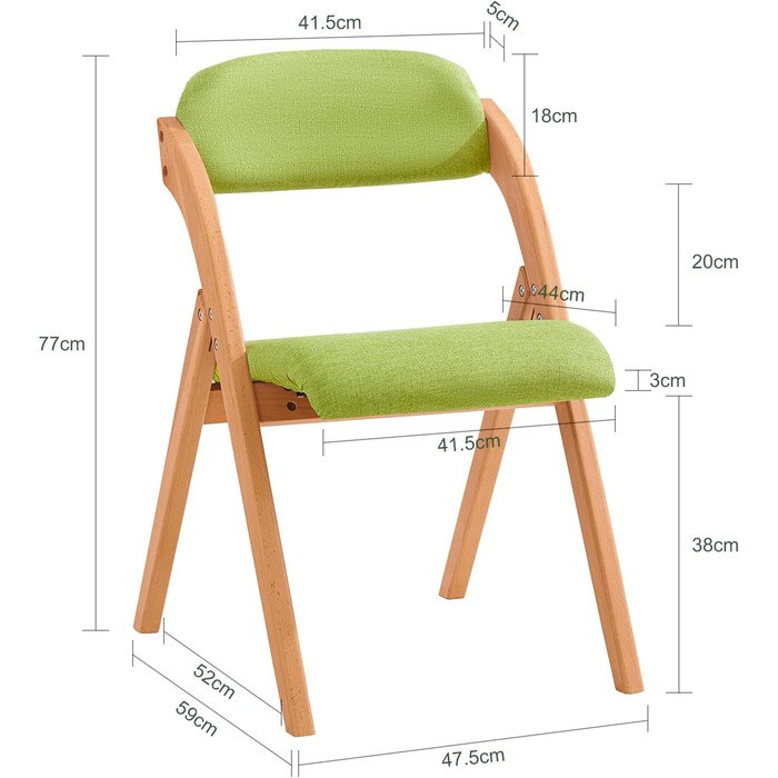 SoBuy FST92-GR Folding Chair Kitchen Chair with Padded Seat and Backrest Green WxHxD approx.: 47x77x60cm 1 Chair Green