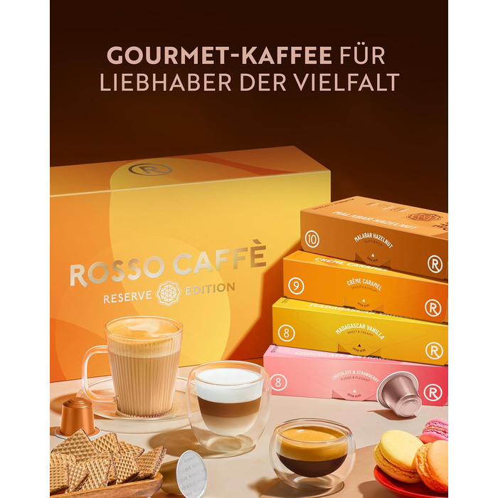 Капсули ROSSO CAFFÈ Nespresso Reserve Edition (80 шт.) - 8 сортів преміум еспресо, суміш, сумісні з Nespresso, Made in Italy