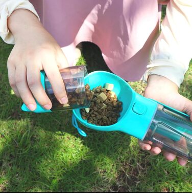 Подорожній набір для собак: миска, пляшка та диспенсер для корму (350 мл, блакитний)