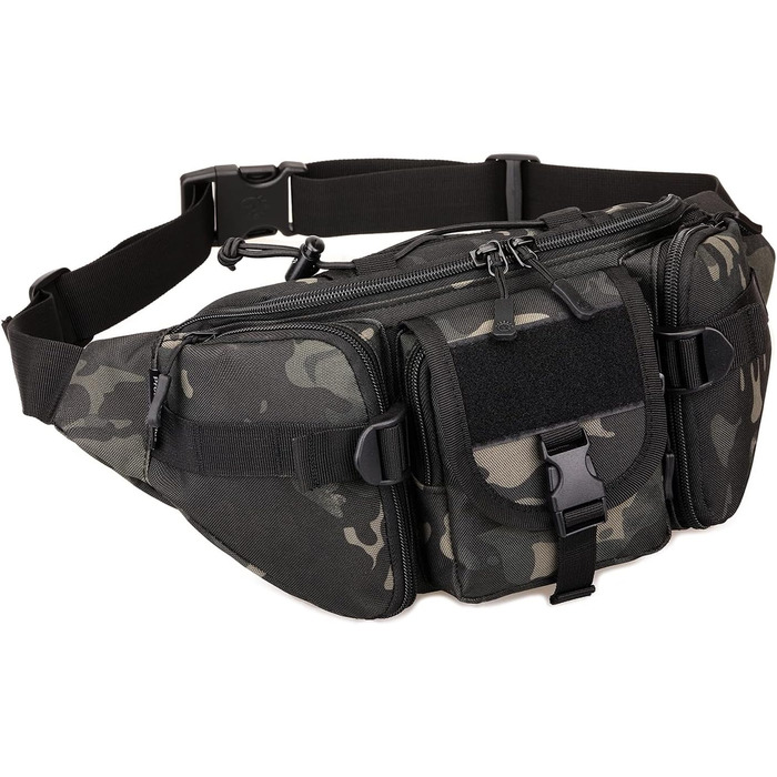 Тактична чоловіча поясна сумка Molle, водонепроникна, унісекс, чорно-камуфляжна