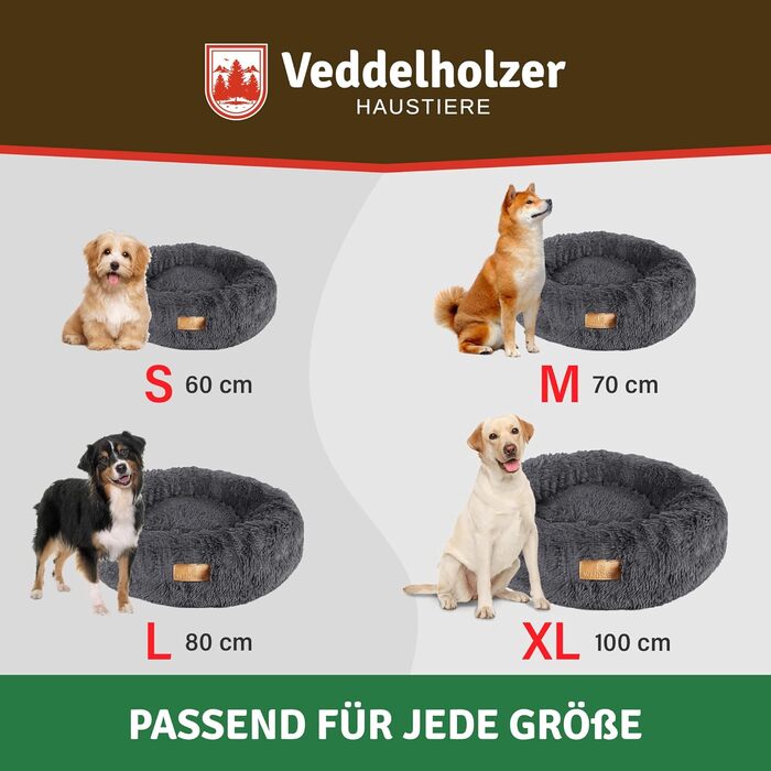 Ø 60 cm (S) Dog bed, cat bed, dog cushion, dog beds in multiple sizes, dog bed for large, medium, and small dogs, washable in light grey and dark grey for all dogs & cats (Ø 70 cm (M), Dark Grey)