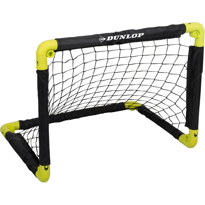 Ворота для футболу Dunlop - складані, чорно-жовті, 2 шт. (50x44x44 см) - для дітей, сад, тренування