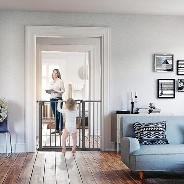 Захист для дитячих воріт HENGMEI: автоматичне закриття, захист від ударів, без свердління, 180° відкривання (75-85 см, білий)