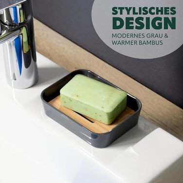 Тримач для мила Bremermann Calvi з бамбука та пластику (сірий)