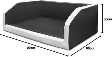 Преміум лежанка для собак Mayaadi-Home, 100 x 70 x 38 см. Лежанка для автомобіля, з захисною ковдрою, з штучної шкіри, для подорожей. Чорно-білий колір, розмір M.