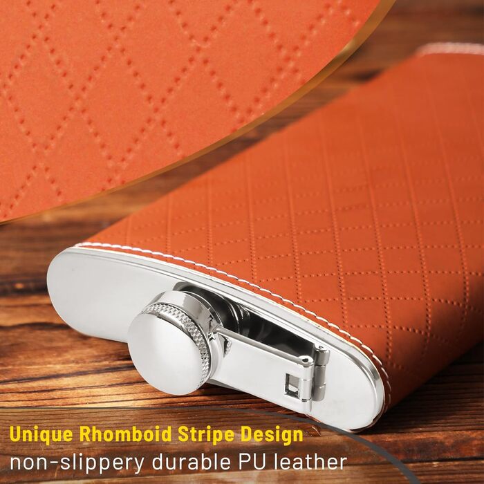 Чоловічий фляга LH HOME 237 мл з нержавіючої сталі, подарунковий набір, фляга з воронкою та стаканами, чорний (коричневий)