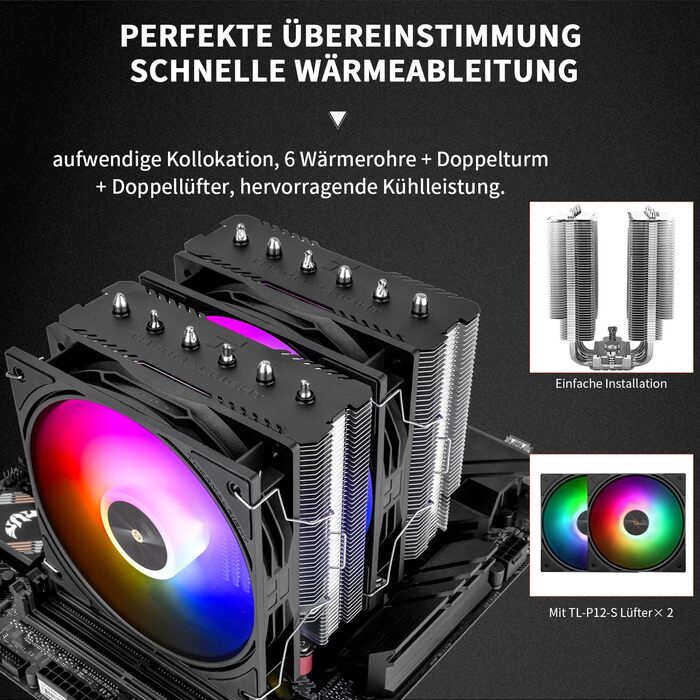 Охолоджувач процесора Thermalright Peerless Assassin 120 SE V3: 6 heatpipes, 2 вентилятори 120mm, AM5/LGA 1700/1851/115X/1200