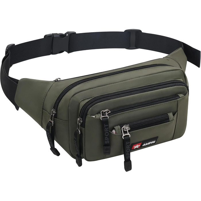 Водонепроникна поясна сумка/буткава для чоловіків та жінок. Мультифункціональна сумка на пояс з блискавкою. Підходить для подорожей, походів та активного відпочинку на природі (оливковий)