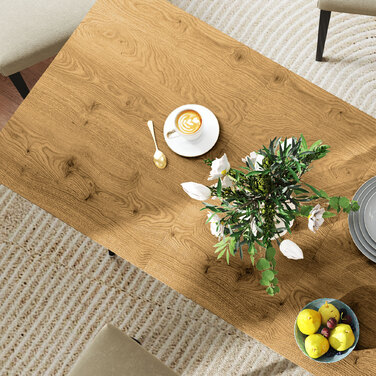 HOMCOM Extendable Dining Table - Seats 6-8, Kitchen Table with Sturdy Steel Legs