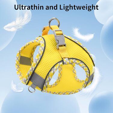 Нашийник та поводок для собак: комплект для прогулянок, нашийник для цуценят, м'який дихаючий аксесуар для тварин, світловідбиваючі смуги, для дуже маленьких собак та котів, блакитно-рожевий (XXXS, жовтий)