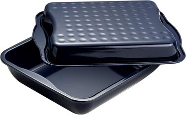 Жаровня Dr. Oetker XXL 42x34x13 см з кришкою, емальована сталь, антипригарна, термостійка до 400°C, для духовки, можна мити в посудомийці