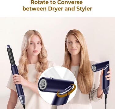 Фен-щітка 5 в 1 для волосся: сушка, укладка, локони, об'єм (блакитний)