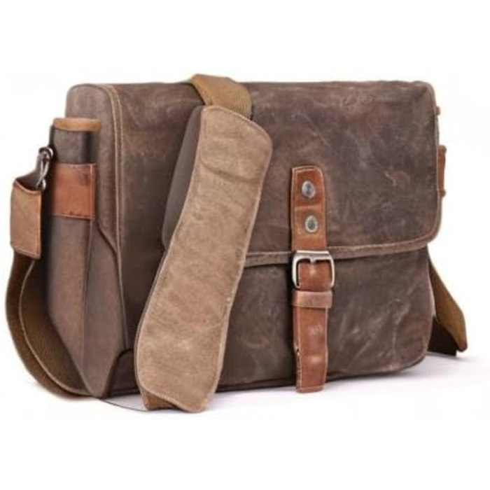 Чохол для DSLR камери, водонепроникний з вощеного парусини, вінтажний, сумка-месенджер з внутрішнім захисним шаром (Хакі)