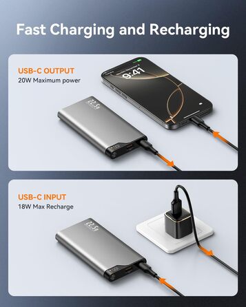 Power Bank Kuulaa 10000mAh 22.5W з USB-C: зарядний акумулятор для iPhone, Samsung, iPad, Huawei