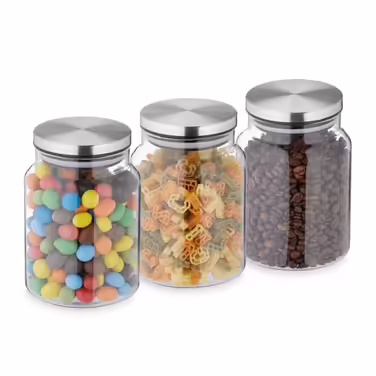 Relaxdays Set of 3 Storage Jars with Lid, 700 ml