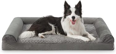 FURTIME Orthopedic Dog Bed for Large Dogs - Ergonomic Dog Cushion - 89x64 cm Dog Sofa, Washable Dog Cushion (Dark Grey, L - L 89 x W 64 x H 17 cm)