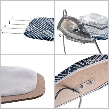 КADAX Прасувальна дошка з полицею, 104x30 см, дошка для прасування з парою та відкидною полицею для праски, компактна прасувальна станція з підкладкою з піни