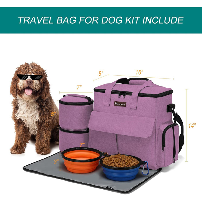 Транспортувальна сумка для тварин, схвалена авіаперевізниками, дорожній набір для собак та котів на вихідні, сумка-органайзер з багатофункціональними кишенями, Рожевий (Рожевий, 41 x 20 x 36 см)