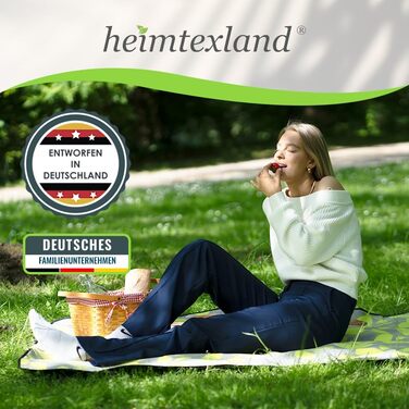 Плед для пікніка Heimtexland XL водонепроникний 200x200 см помаранчевий, килимок для пляжу, кемпінгу, фестивалів, складаний з ручкою