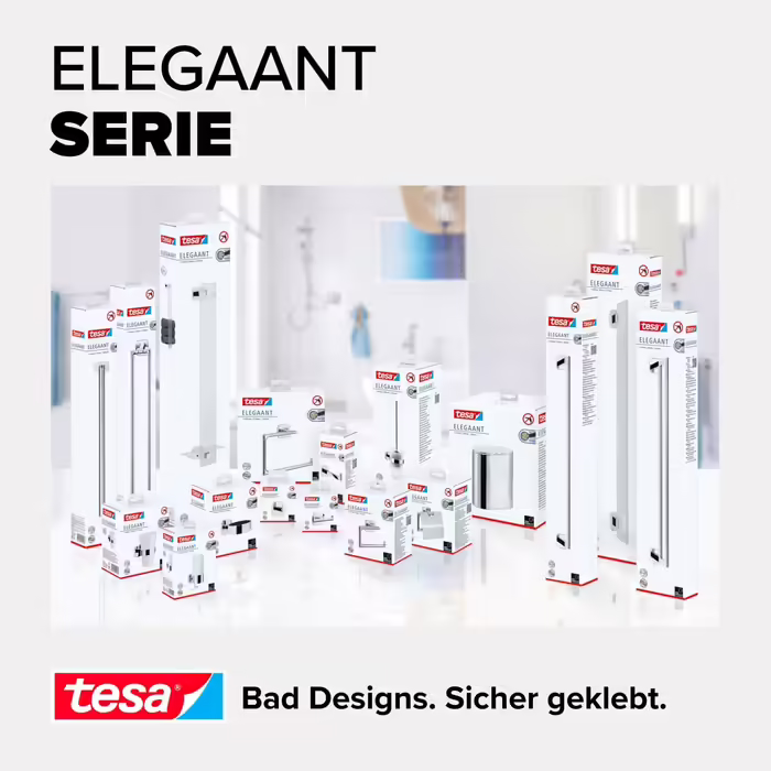 tesa ELEGAANT Cosmetic Containers, elegant design, including adhesive solution, metal, chrome-plated, guaranteed rust-free, 220mm x 260mm x 160mm