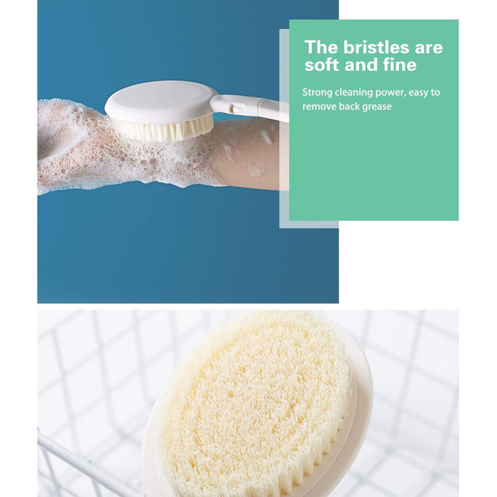 Набір для скрабу тіла 3-в-1: щітка для душу, щітка для спини та губка для пілінгу з нейлоновими щетинами