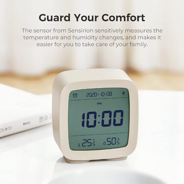 Qingping Bluetooth Alarm Clock, Works with Mi Home (All settings via App), Digital Smart Alarm Clock Battery Powered with Multiple Alarms