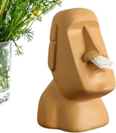 Easter Tissue Box Holder | Easter Island - Face Pattern Tissue Box Cover | Unique Toilet Paper Holder for Bathrooms, Bedroom Dressers, Nightstands, Desks, and Tables