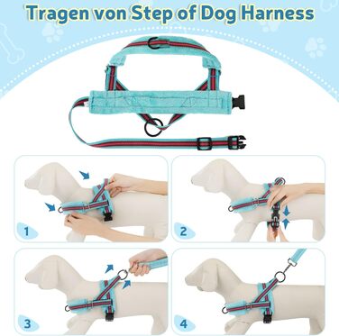 Шлейка для собак SlowTon з повідком, анти-тягуча, регульована, світловідбиваюча, для цуценят, собак середніх та малих порід, зелена (XS, світло-зелена)