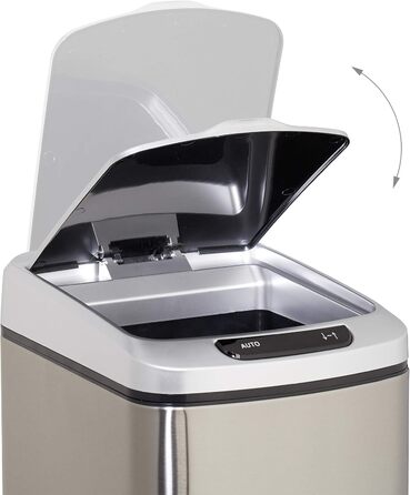 Сміттєвий бак Relaxdays Sensor 12л сріблястий, автоматичний, кутовий, з кришкою та внутрішнім відром для кухні та ванної кімнати