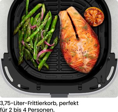 Chefman 3.75L Air Fryer - Compact Hot Air Fryer with Hi-Fry Technology, Window, Touch Controls, Non-Stick Coating, Dishwasher Safe - Black