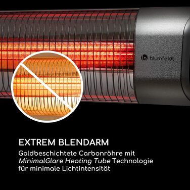 Інфрачервовий обігрівач Blumfeldt Dark Wave - 2500 Вт, 9 рівнів нагріву, таймер, IP65, сріблястий, для тераси