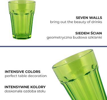 Rainbow Glasses Set, 6-Piece: Colorful Water Glasses, 425 ml Drinking Glasses, Colorful Highball Glasses, Cocktail Glasses, Juice Glasses, Large Drinking Glasses, Colored Caipirinha Glasses | Gigi Vivid Rainbow