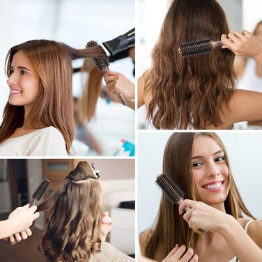 Кругла щітка для розчісування та укладання волосся з щетиною дикого кабана та нейлону, професійна стилістська щітка (діаметр 40 мм/70 мм)