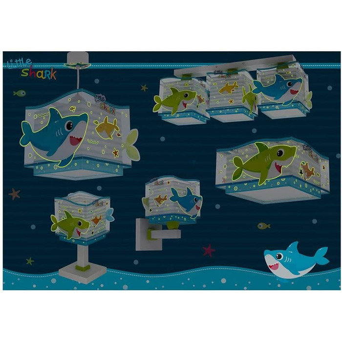 Dalber Lamp Children's Room, Children's Lamp Pendant Light, Hanging Lamp, Ceiling Light Children, Ceiling Lamp Children's Room Little Shark Sharks Animals, Ceiling Lamp Children's Room, 63472, E27