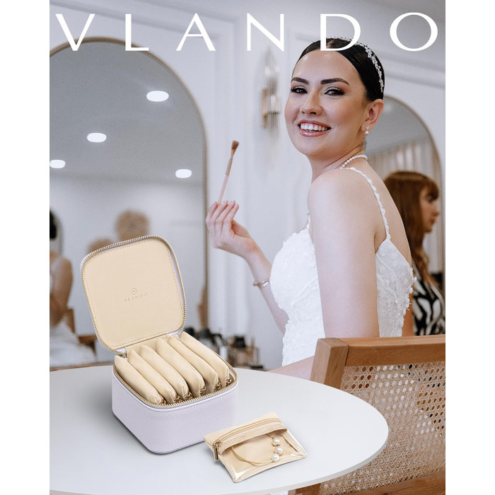 Шкатулка для прикрас Vlando з 12 оксамитовими мішечками, органайзер для подорожей, подарунок для жінок (Рожевий, фіолетовий)