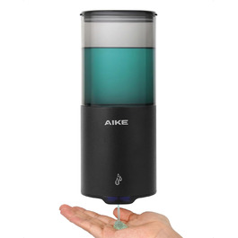 Автоматичний дозатор мила AIKE для рідкої мила, настінний, для кухні та ванної кімнати, IPX7, водонепроникний, 400 мл, з нержавіючої сталі, чорний матовий